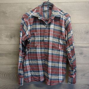 Bon Jour Casual Button Plaid Shirt Mens Size Small